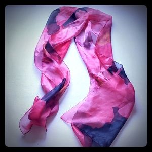 Floral Head or Neck Scarf Pink & red